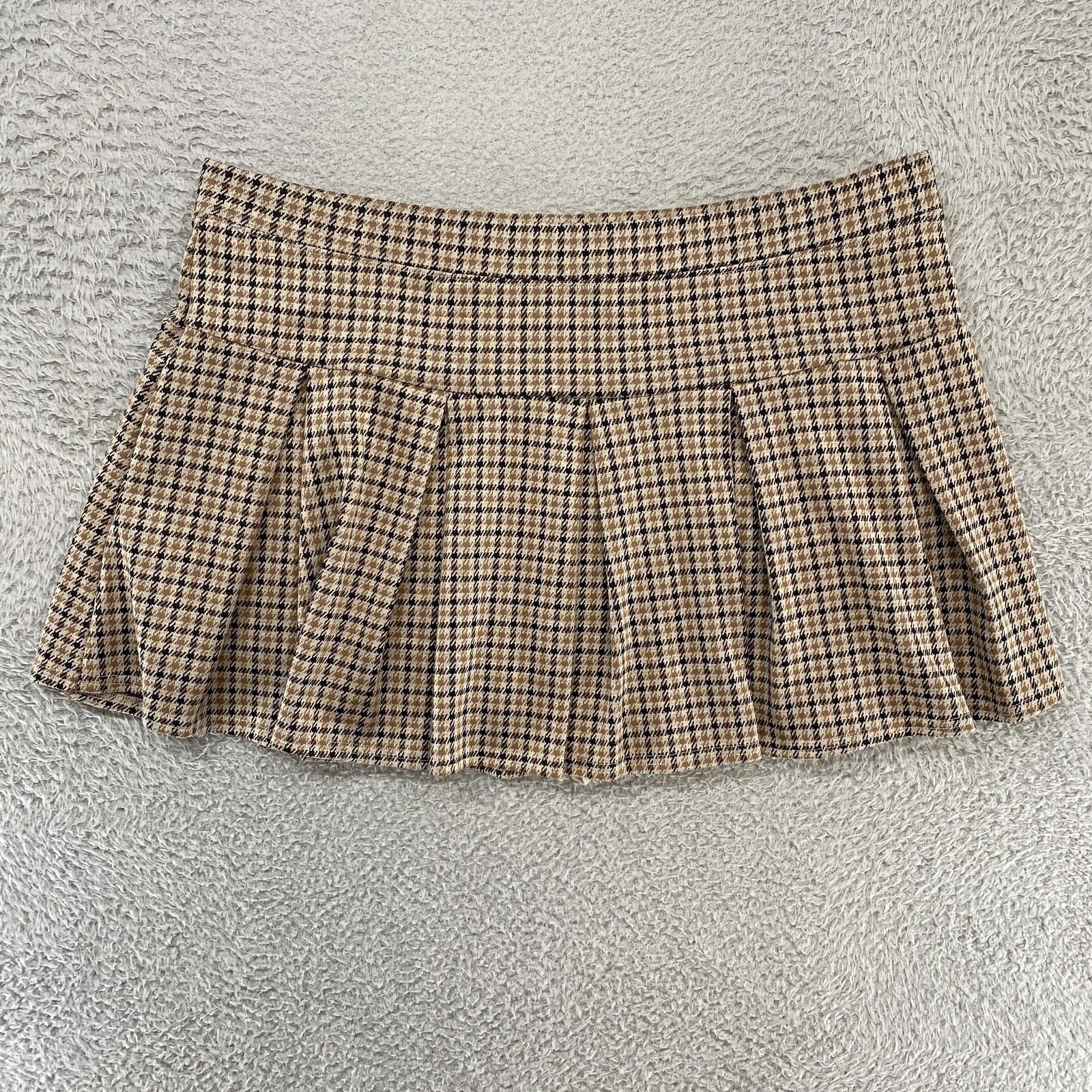 American Eagle Outfitters Skort Womens Xxl Brown Check Pleated Academia Neutral